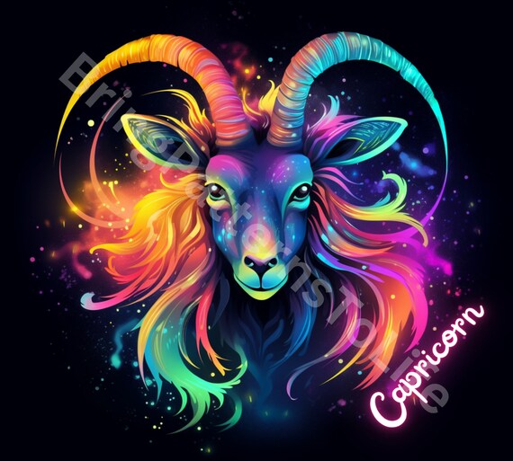Zodiac Sign Capricorn, Rainbow Neon Capricorn, 20oz Skinny Tumbler