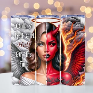 Good Girl Bad Girl PNG, Angel Devil PNG, Bad Girl png, Sarcastic Phrase, 20oz skinny tumbler wrap, Tumbler wrap for sublimation, PNG File
