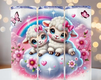 Baby Sheep on a Cloud, Cute Baby Sheep Tumbler, Nursery Sheep PNG, Sheep png, 20oz skinny tumbler wrap Tumbler wrap for sublimation,png File