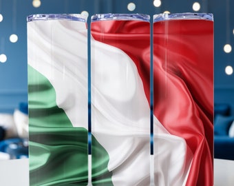 Wavy Italian Flag Tumbler Wrap, Flag of Italy PNG, Italian National Pride 20oz skinny tumbler wrap, Italia National Flag png, PNG File,