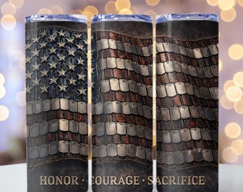 American Flag Dog Tags Tumbler Wrap, Armed Forces Dedication png, Patriotic Dog Tags png, 20oz Skinny Tumbler Sublimation Design, PNG File