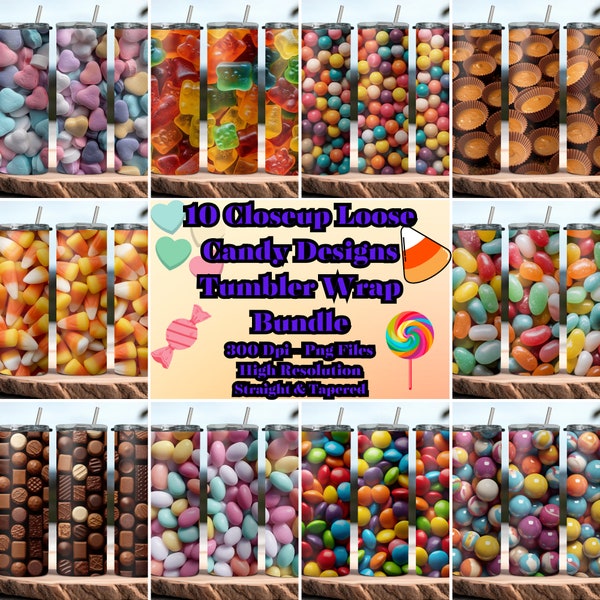 10 Closeup Loose Candy Designs, Tumbler Wrap Bundle, Candy PNG, Bulk Candy, 20oz skinny tumbler wrap, Tumbler wrap for sublimation, PNG File
