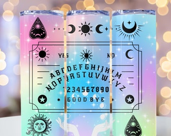Rainbow Seance Board Tumbler Wrap, Celestial Spirit Board, Witchcraft PNG, 20oz skinny tumbler wrap, Tumbler wrap for sublimation, PNG File,