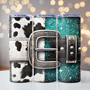 Black White Cowhide Turquoise Silver Studs 2 Tone Metal Handmade Western Belt The Rodeo Queen - Luxury Western Turquoise Cowgirl Belt  main image 4