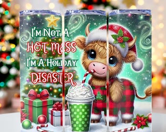 Kerst hooglandkoe png, kerstman hooglandkoe sublimatie, grappig gezegde png, 20oz magere beker wrap beker wrap voor sublimatie png-bestand