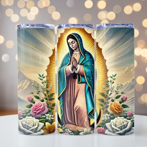 Envoltura de vaso de Nuestra Señora de Guadalupe, Nuestra Señora de Guadalupe PNG, Envoltura de vaso delgada de 20 oz, Envoltura de vaso para sublimación, Archivo PNG, Fe