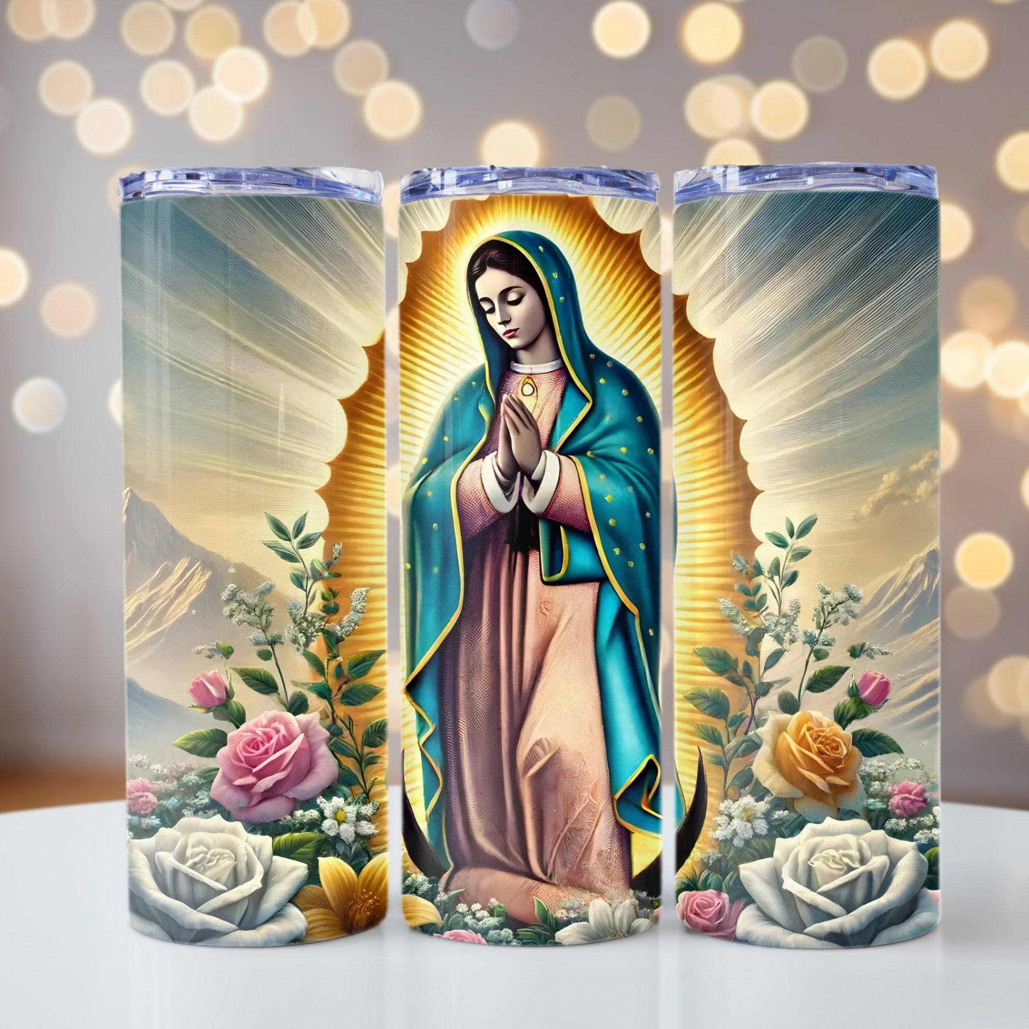 Our Lady of Guadalupe Tumbler Wrap, Nuestra Señora de Guadalupe PNG, 20oz skinny tumbler wrap, Tumbler wrap for sublimation, PNG File, Faith