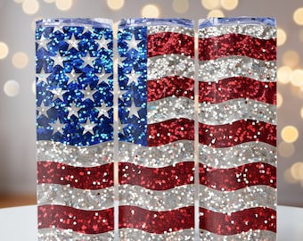 Glitter American Flag png, USA Flag Sublimation, USA Flag Tumbler Wrap, 20oz skinny tumbler wrap, Tumbler wrap for sublimation, PNG File,