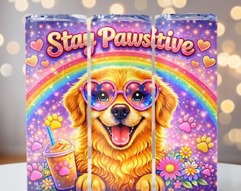 Doggy Positive Affirmation Tumbler Wrap, Motivational Dog PNG, 20oz Skinny Tumbler Sublimation Design, PNG File, Mental Health Awareness png