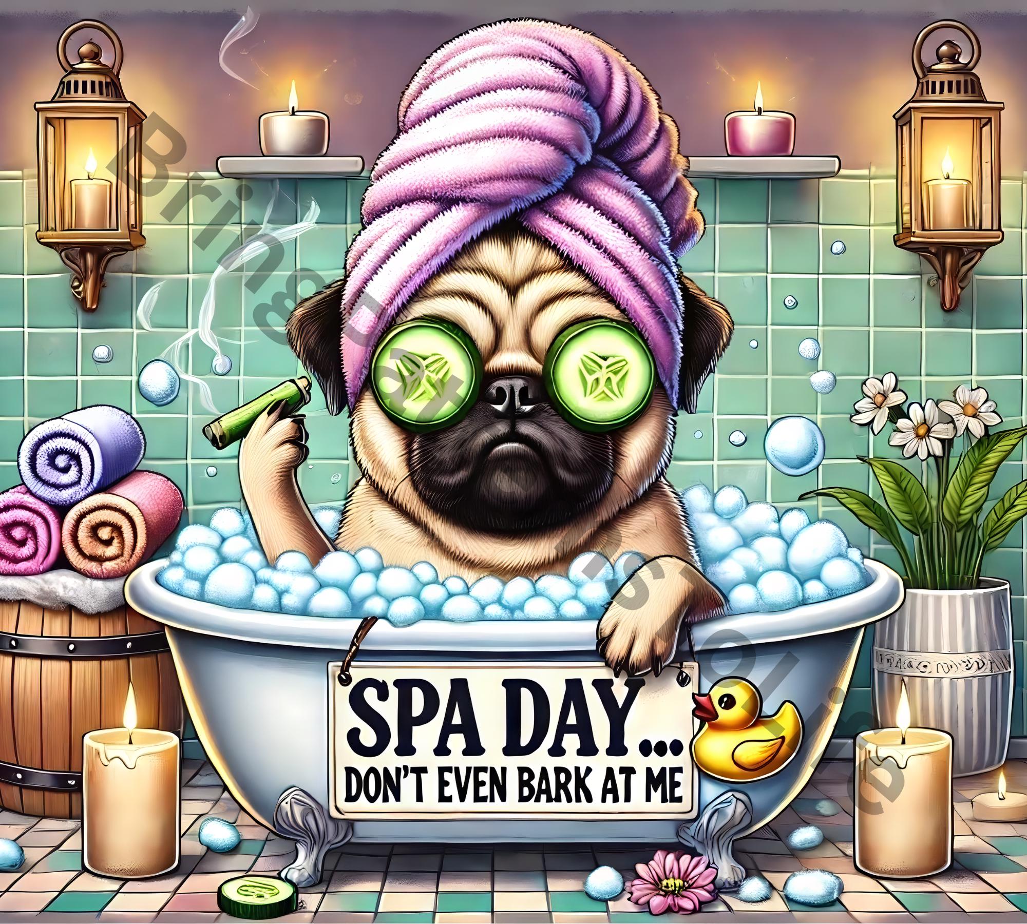 Funny Dog Tumbler Wrap, Spa Day Dog PNG, Funny Dog Phrase Png, Dog