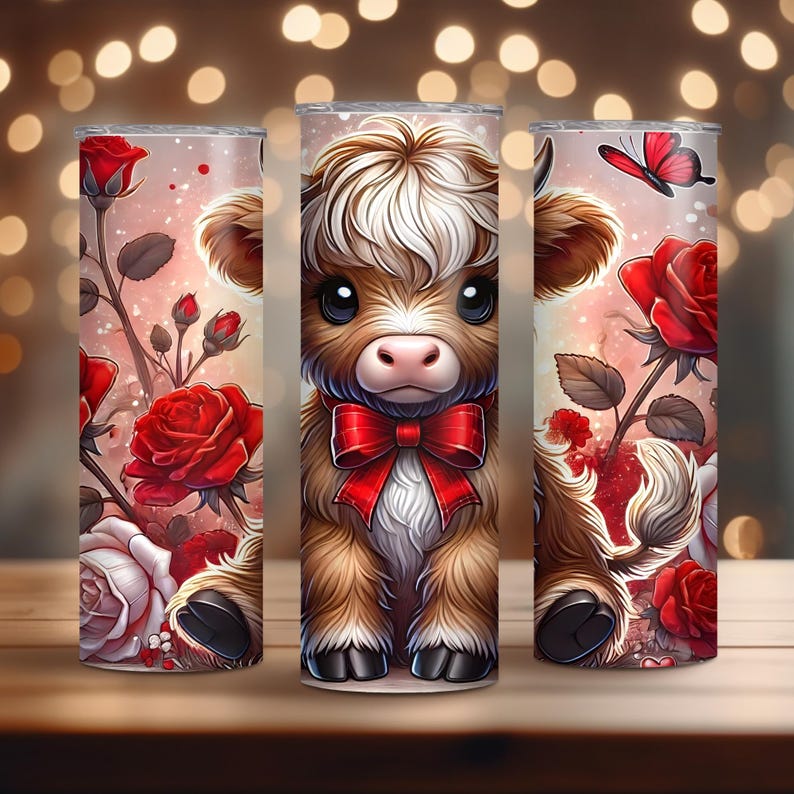 Borsa A Tracolla Donna Art Highland Cow Roses - Pelle E Tessuto Onde Ultrasoniche, 15x21x8 Cm, Con Catena Staccabile, Porta Cellulare