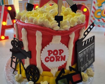 Movie themed cake decorations, film reel cake decoration, Hollywood cake decoration, Movie cake decoration