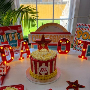 Pop corn cake decoration, Movie cake decoration