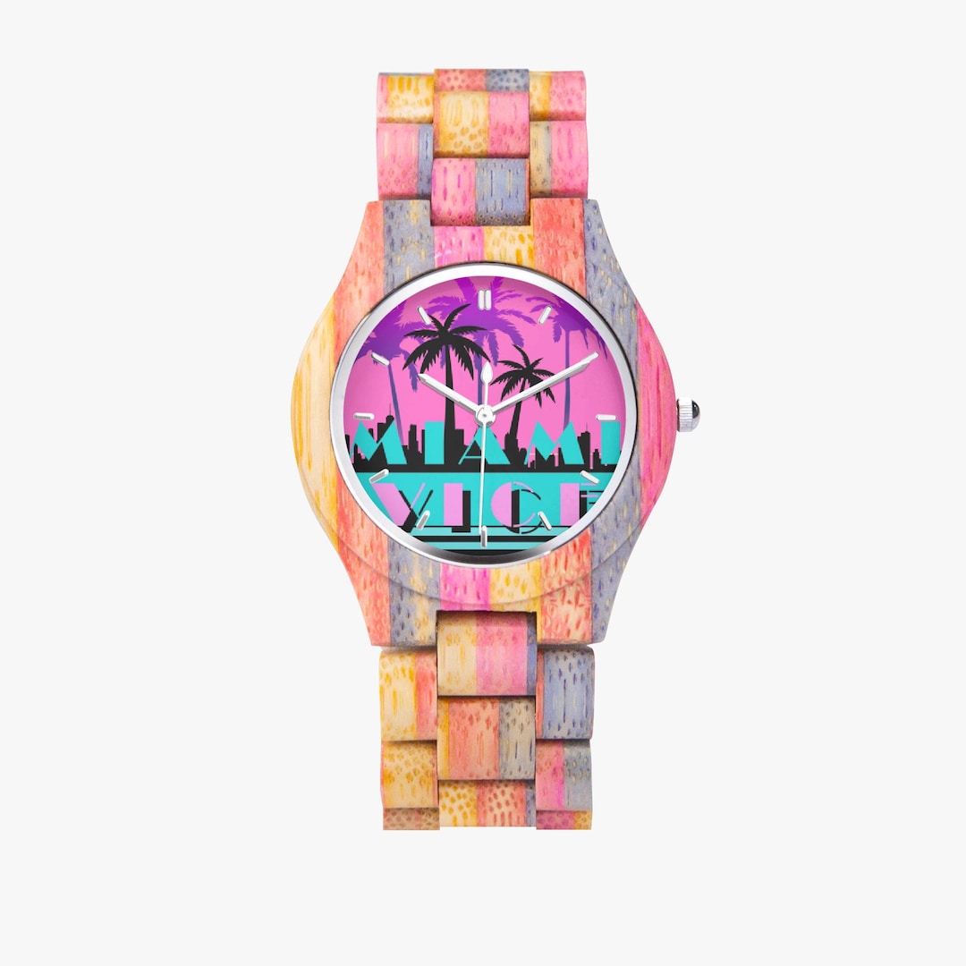 Miami Vice Watch - Pink & Grey Wooden - Etsy