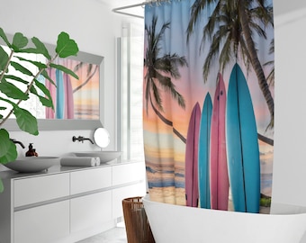 Rideau de douche planche de surf