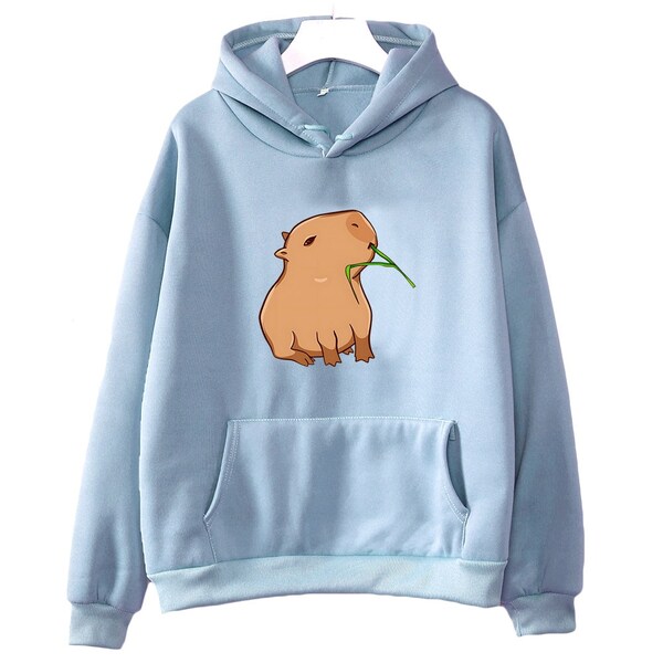 Urocza bluza z kapturem z nadrukiem kapibary unisex bluza z motywem kreskówkowym Kawaii z odrobiną humoru idealna w modnym stylu Harajuku
