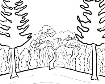 Printable Cherry Blossom Tree Coloring page, instant download, digital, cherry blossom, tree, nature