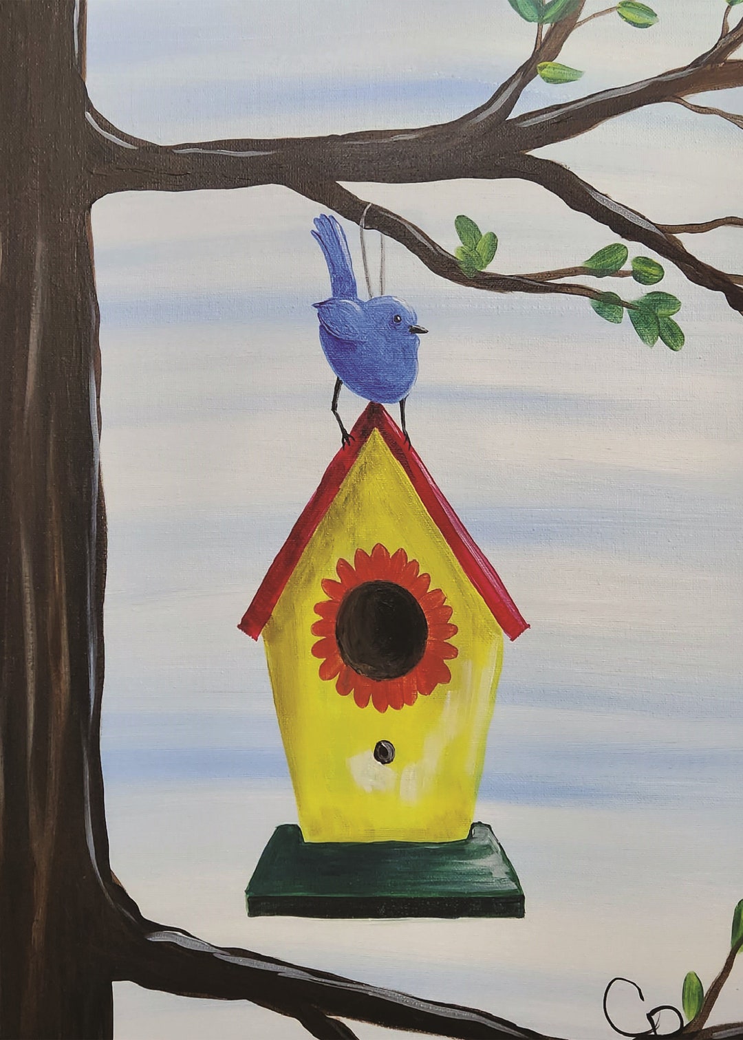 Bird House Digital Print 5 X 7, Print, Gift, Painting, Art, Bird ...
