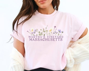 Martha's Vineyard Shirt Ocean Inspired Style Massachusetts Shirt Old Money Aesthetic Wildflower Shirt Coastal Grandma Preppy Clothes
