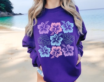 Ocean Inspired Style Coconut Girl Clothes Hibiscus Shirt Beachy Sweatshirt Preppy Stuff Ocean Sweatshirt Hibiscus crewneck Beachy Shirts