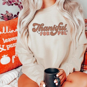 Pumpkin Spice Sweatshirt Thankful Sweatshirt Thanksgiving Sweater Retro Pumpkin Spice Latte Crewneck Friendsgiving Pumpkin Sweater