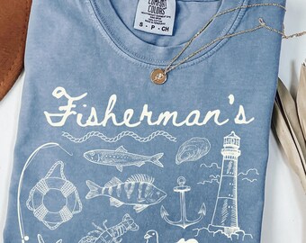 Fisherman Aesthetic Fish Shirt Old Money Coastal Granddaughter Lobster Shirt Fisherman TShirt Oceancore Lake Life Shirt Fisherman Gift