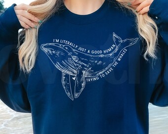 Whale Sweater Fisherman Aesthetic Beachy Sweatshirt Ocean Inspired Style Whale Lover Gift Coconut Girl Clothes Ocean Sweatshirt
