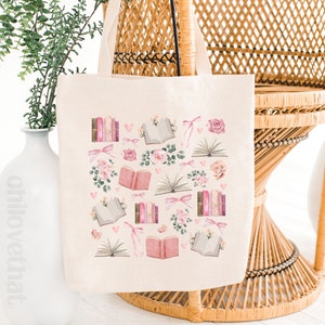 Bookish Tote Bag Coquette Tote Bag coquette aesthetic Ballet Core Light Academia ballet bag Cool Tote Bag book tote bag bookish things