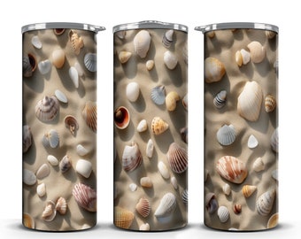 Summer Beach Seamless Skinny Tumbler Sublimation Design