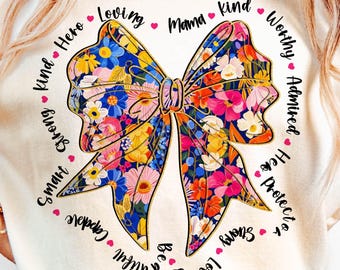 Floral Mama Coquette Bow Png, Mama Boho Floral Png, Preppy Mama Png, Mama Flower Png, Retro Mama Png, Mama Png, Mama Bow Png