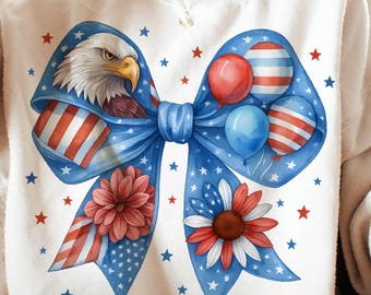 4th of July Coquette Png, Memorial Day PNG, America Bow PNG, USA Png, Independence Day png, Vintage America, 1776 Png, Land of the Free png