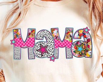 Pink Mama Sublimation png, Checkered, Mama Floral, Dalmatian Dots, Mothers Day, Preppy Mama Png, Retro Mama, Retro Mama Png, Trendy Mama Png