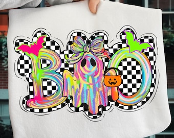 Preppy Halloween Boo Ghost Neon Png, Cute Boo Ghost Coquette Png, Halloween Png, Funny Halloween Png, Spooky Season Png, Trending design
