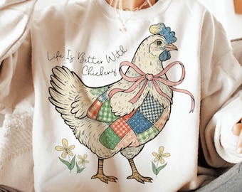 Life Better With Chicken, Wildflower Chicken Png, Wildflower Chicken Png, Chicken Sublimation Png, Chicken Lover, Chicken Bow,Chicken Design