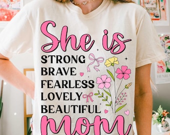 She is Mom PNG, Flower Mom png, Blessed Mom Png, Mom Png, Mom Shirt Png, Mom Life Png, Mother's Day Png, Gift for Mom, Retro Mama Quotes