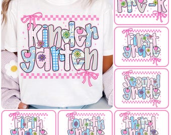 Pacchetto floreale preppy per il ritorno a scuola, primo giorno di scuola, scuola PNG, scuola preppy PNG, design per prima/seconda/terza elementare, pacchetto scuola PNG