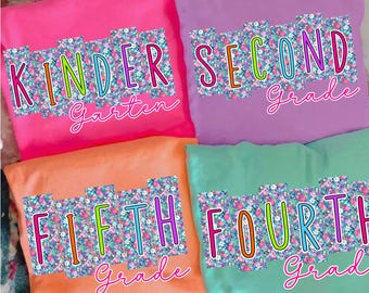Preppy Back to School Floral Bundle PNG, Coquette Teacher First Day of School Design, Girly Back to School Teacher, Pre-k 1st/2nd/3rd Grade