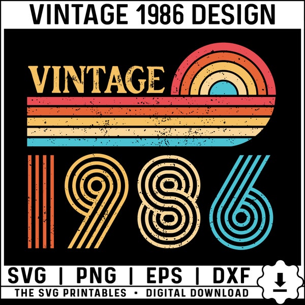 Vintage 1986 Svg, 1986 verjaardag Svg, 38e verjaardag Svg Png, Vintage verjaardag Svg, 1986 38e verjaardag SVG