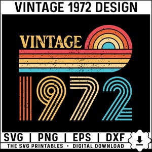 Vintage 1972 Svg PNG, 1972 Birthday Svg, 53 Birthday Svg Png, Vintage Birthday Svg, 1972 53rd Birthday SVG png