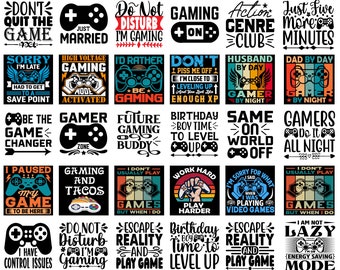 Gamer Svg Bundle, Gaming PNG Bundle, Gamer Svg Files, Funny Gaming Quotes, Gamer Png, Game Controller Png