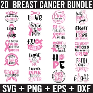 Breast Cancer SVG Bundle, Breast Cancer Png, Breast Cancer Awareness Svg