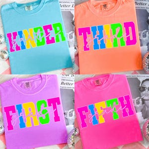 Retro Back to School PNG Neon Disstressed Bundle, Coquette Kindergarten Pre-K 1st 2nd 3rd 4th Grade Png, Girly Pink Bow, Hand Drawn,Colorful