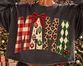 Christmas Mama Png, Mama Christmas Png, Leopard Gingham Mama Png, Coquette Bow Ornament Mama Png, Holly Mama Png, Christmas Mom Png