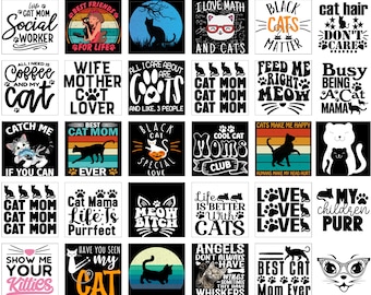 Cats Svg Bundle, Cat Shirt PNG Svg, Cat Quotes Svg PNG, Cat Mom, Crazy Cat Lady Svg , Cat Dad Svg, Cat Lover Svg, Kitten Svg, Cat Quotes Svg