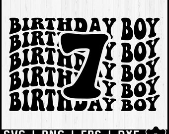 Seven Svg Groovy, 7th Birthday Svg, 7 Years Old Birthday Shirts, Seven Year Old Boys Seventh Birthday Boy Svg Png Digital Download