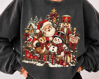 North Pole Png, Vintage Santa Claus Png, Christmas Reindeer Snowman Png, Nutcracker Png, Leopard Gingham Christmas Png, Retro Christmas Png