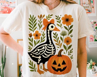goose halloween fall png, Halloween Silly Goose floral boho, Halloween Goose Sublimation Design, Funny goose Halloween png, funny fall png