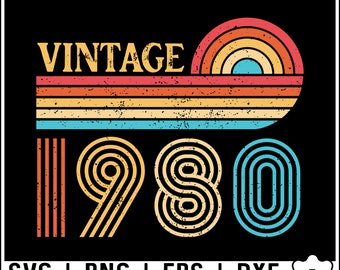 Vintage 1980 Svg PNG, 1980 Birthday Svg, 45th Birthday Svg Png, Vintage Birthday Svg, 1980 45 Birthday SVG PNG