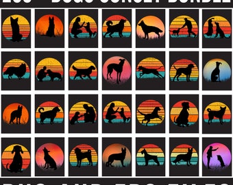 Dogs Sunset Retro Vintage Png Eps
