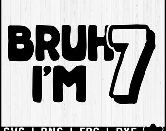 Bruh I'm 7 Svg, Seventh Birthday Svg, 7 Years Old Birthday Boy Cut File, Birthday Boy Family Print And Cut
